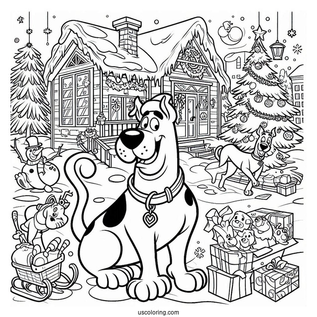 Christmas Themed Scooby-Doo Coloring Page