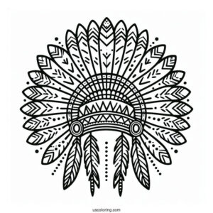 Easy Outline Of Native American Coloring Page Headdress For Kids