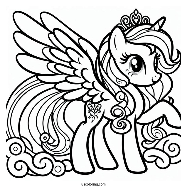 Outline of Princess Rainbow Dash for Preschoolers