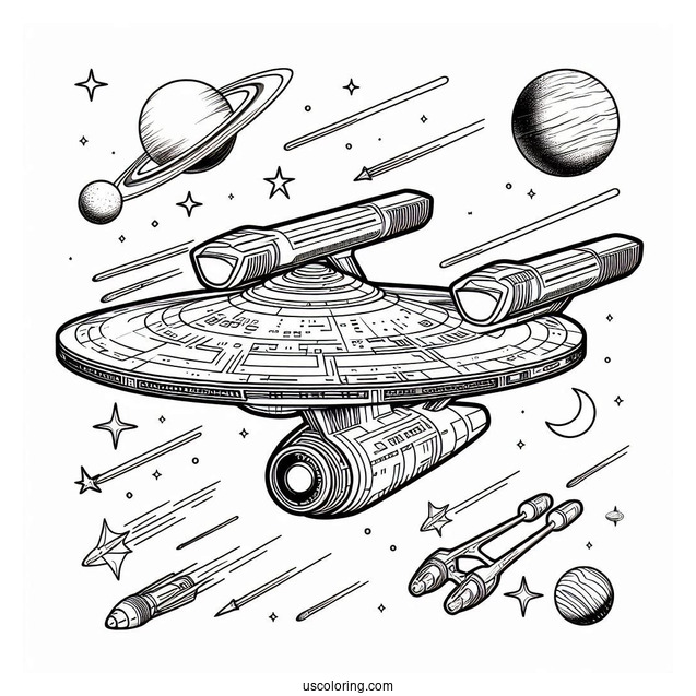 Star Trek Coloring Page Of USS Voyager