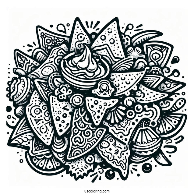 Coloring Page Of Mexican Nachos