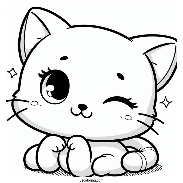 Cartoon Cat Winking Coloring Sheet