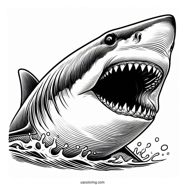 Great White Shark Coloring Page With Mouth Open