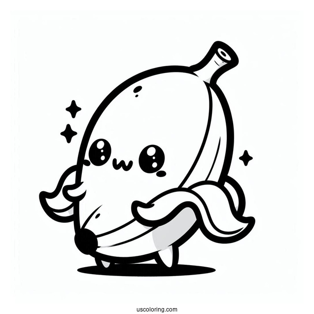 Chibi Banana Coloring Page For Preschoolers