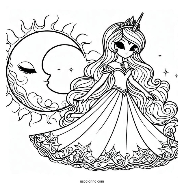Simple Princess Luna Coloring Page For Kids