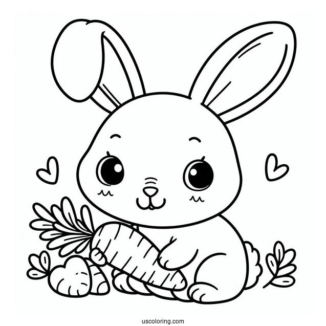 Rabbit Coloring Page Eating A Carrot