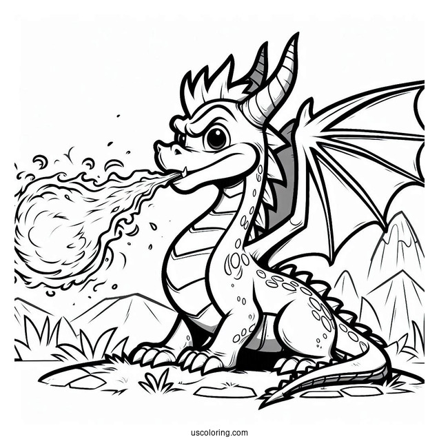 Sypro Coloring Page Massive Ignitus Dragon Breathing Out Fire