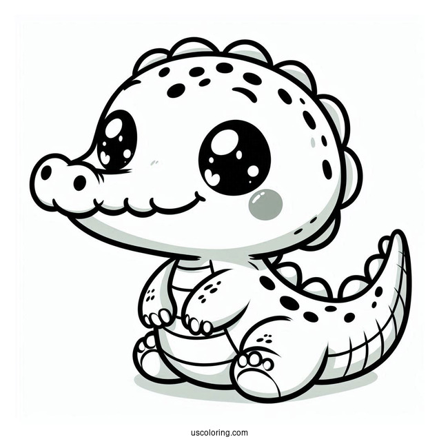 Adorable Baby Crocodile Coloring Page For Toddlers