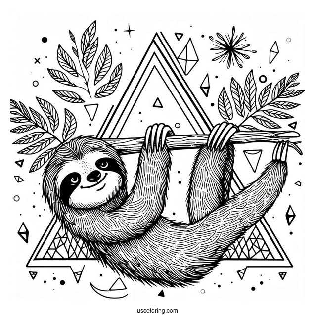 Sloth Stretched Out With Triangles