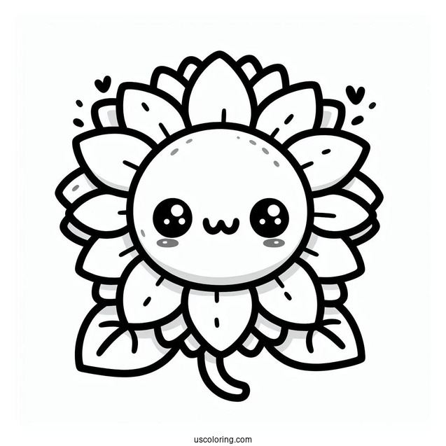 Kawaii Sunflower Coloring Page