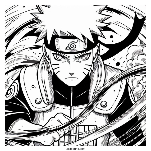Hatake Kakashi Coloring Page Using Chidori In Battle