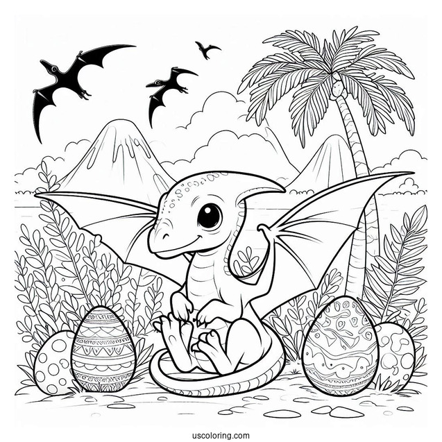 Pterodactyl Coloring Page Hatchling For Kids