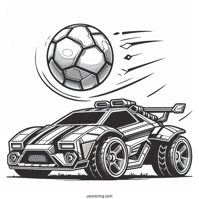 Rocket League Coloring Page Battle Car Next To The Ball