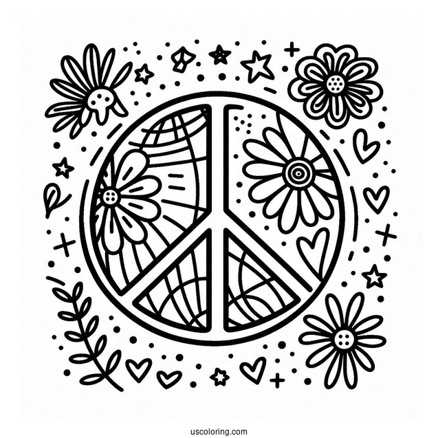 Easy Peace Coloring Page Sign To Color For Kids