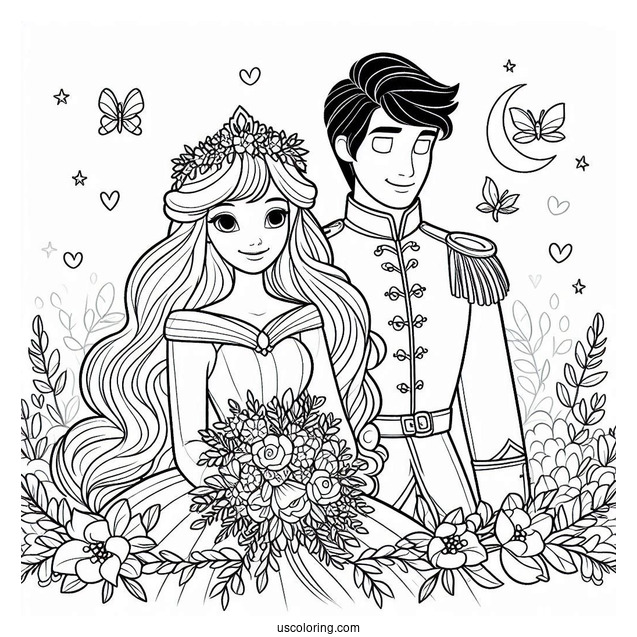 Princess Coloring Page Of Prince Philip And Aurora Wedding Day