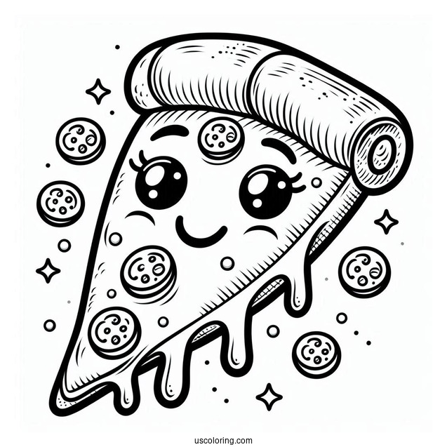 Smiling Pizza Slice With Melted Cheese