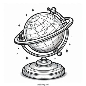 Globe Stand Coloring Page For Kids