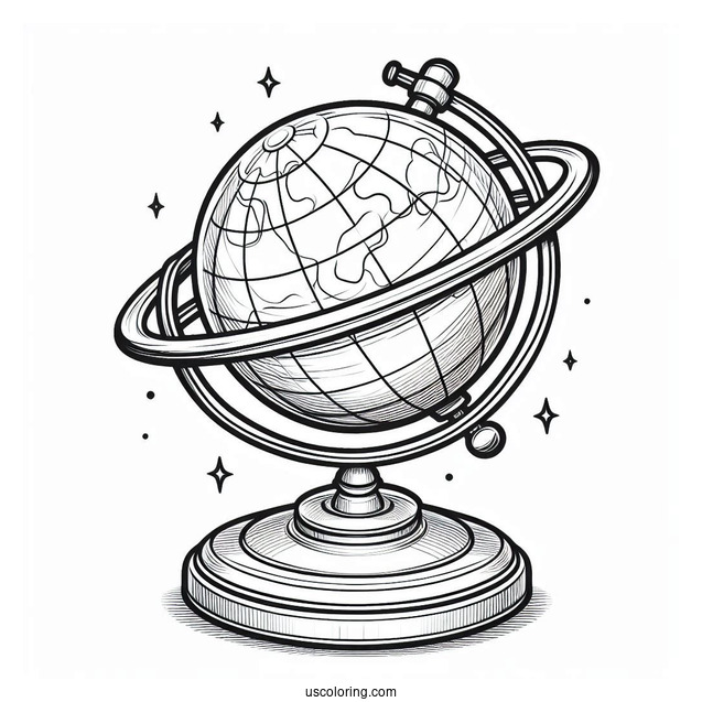 Globe Stand Coloring Page For Kids