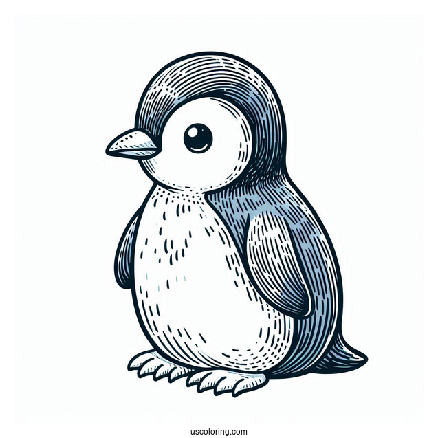 Little Blue Detailed Penguin Coloring In