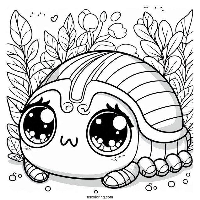 Kawaii Beetle Coloring Page With Large Eyes For Preschoolers