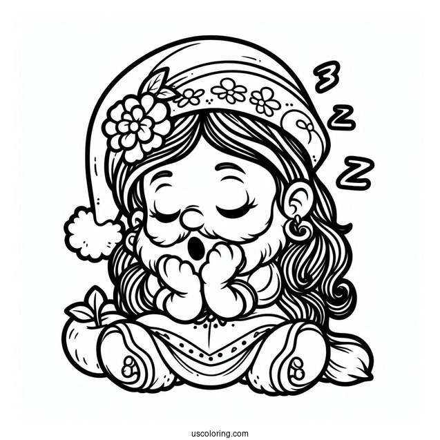 Snow White Coloring Pages Of Sleep Dwarf Yawning For Preschoolers