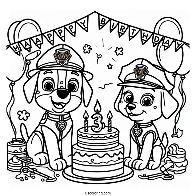 Happy Birthday Paw Patrol Coloring Sheet