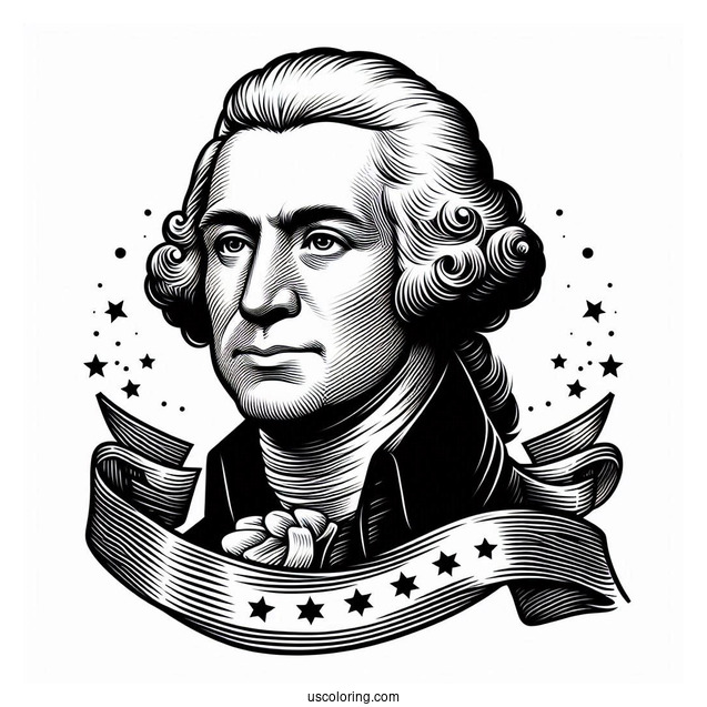 Founding Father s Portraits With President s Day Banner Coloring Page