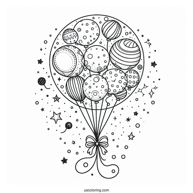 Floating Balloons To Color For Kids