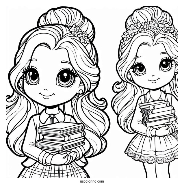Polly Pocket Coloring Page Of Lila Draper Holding Books