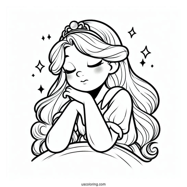 Young Sleeping Beauty Aurora Coloring Sheet For Kids