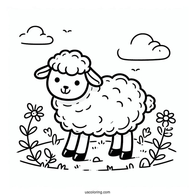 Sheep Walking Around Field On Farm