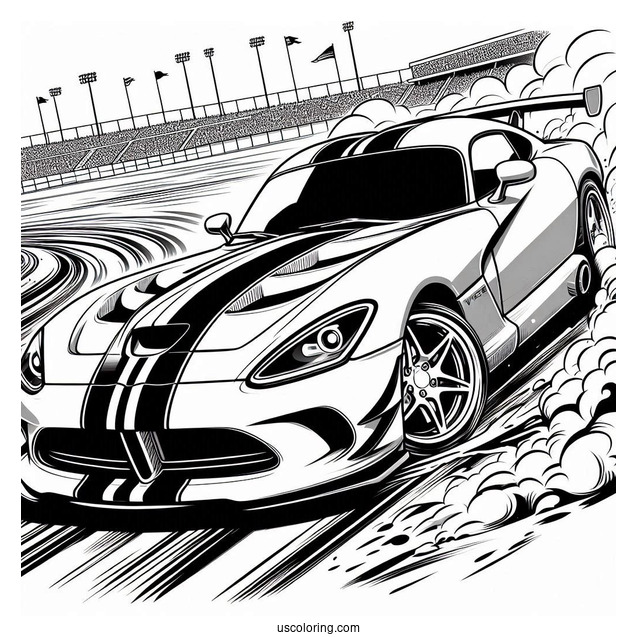 Dodge Viper Drifting Around Race Track