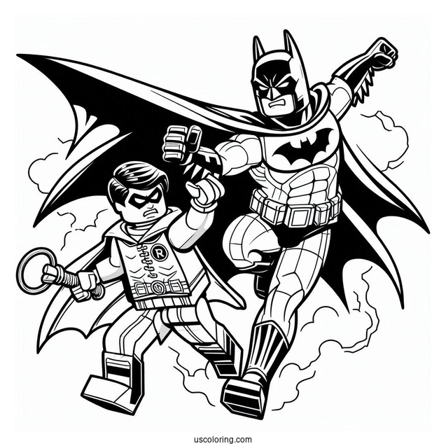 Lego Batman And Robin Fighting Crime Coloring