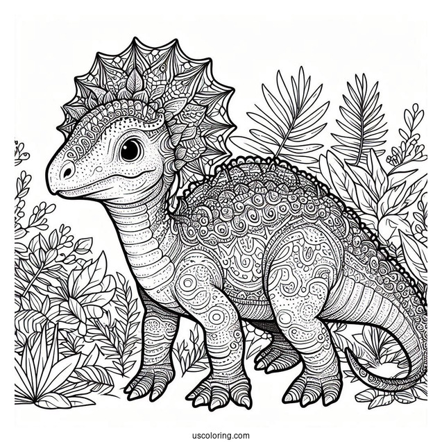 Intricate Pachycephalosaurus Coloring Page