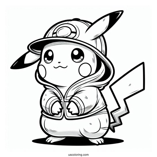 Pikachu In Charizard Costume Coloring Sheet