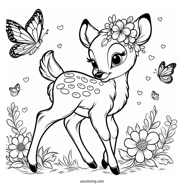 Bambi With Butterfly On His Tail
