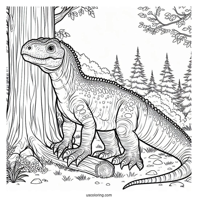 Iguanadon In The Forest Coloring Sheet