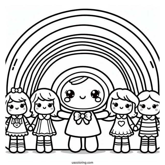 Red, Blue, Orange, Green, And Purple Rainbow Friends Coloring Page