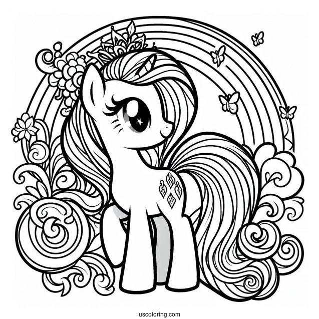 Coloring Page Of My Little Pony Rarity with Rainbow
