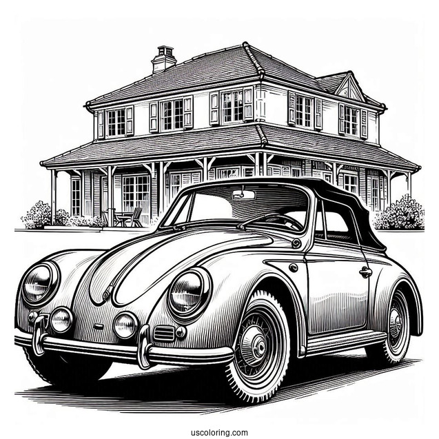 Vintage Porche Coloring Page