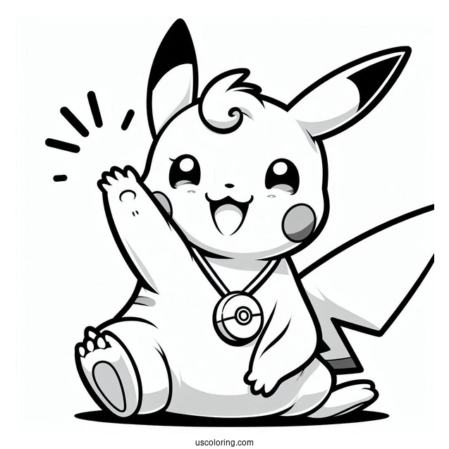 Raichu Coloring Page Waving For Kids