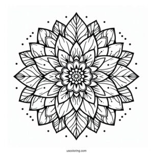 Easy Flower Mandala Coloring Page With Pointed Petals