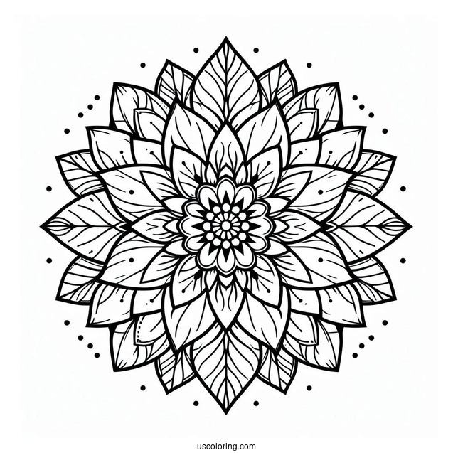 Easy Flower Mandala Coloring Page With Pointed Petals