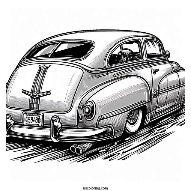 1949 Chevy Fleetline Lowrider Coloring Page Rear View