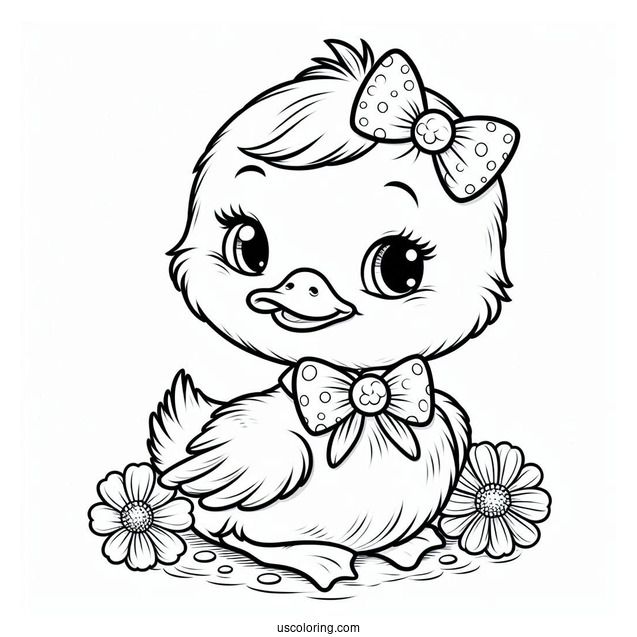 Smiling Duckling With Flower And Bowtie