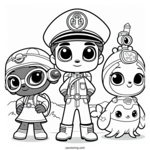 Octonauts Octonauts Coloring Page Of Inkling, Sandy, Captain Barnacles, And Kwazii