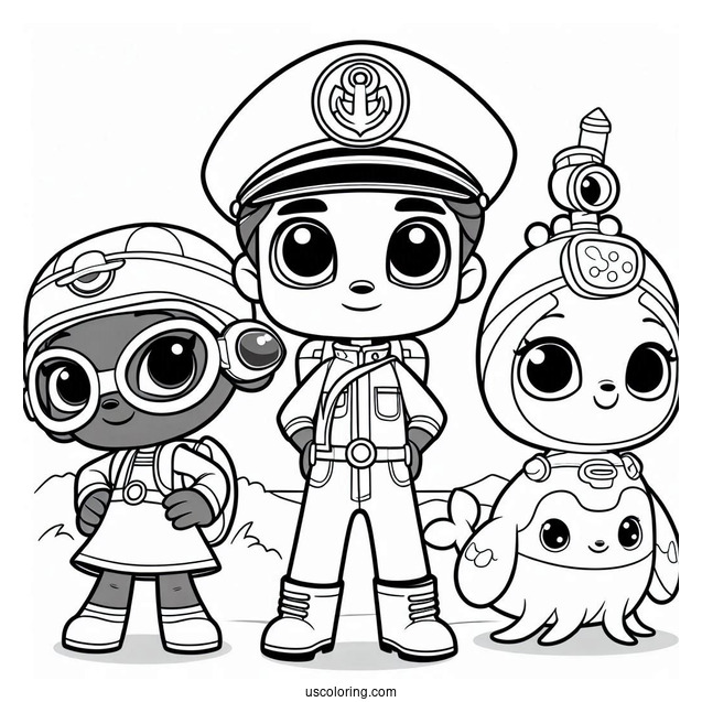 Octonauts Octonauts Coloring Page Of Inkling, Sandy, Captain Barnacles, And Kwazii
