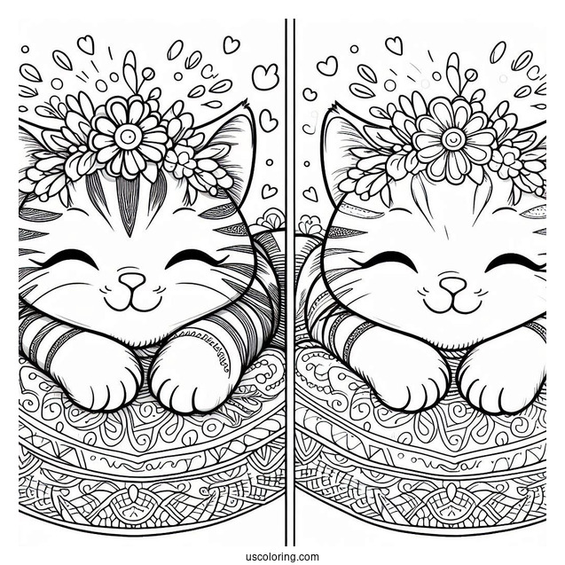 Smiling Critters Coloring Page Of Easy Grinning CatNap For Kids