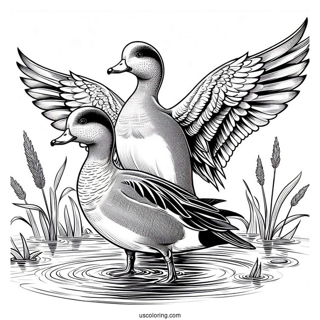 Two American Wigeon Ducks