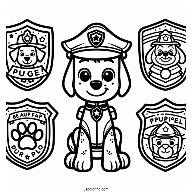 Paw Patrol Badges Coloring Page For Kids